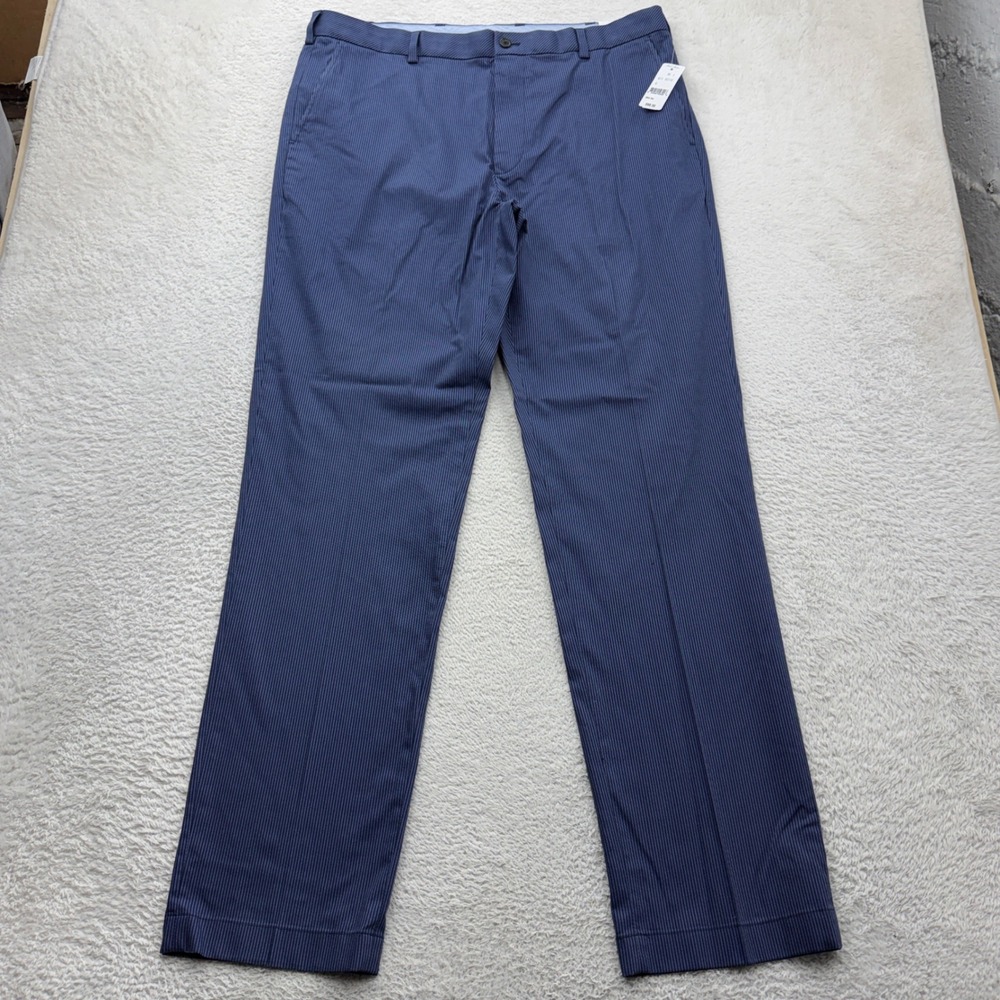 Brooks Brothers Clark Advantage Chino Blue Micro Stripe Pants 38W 34L NWT
